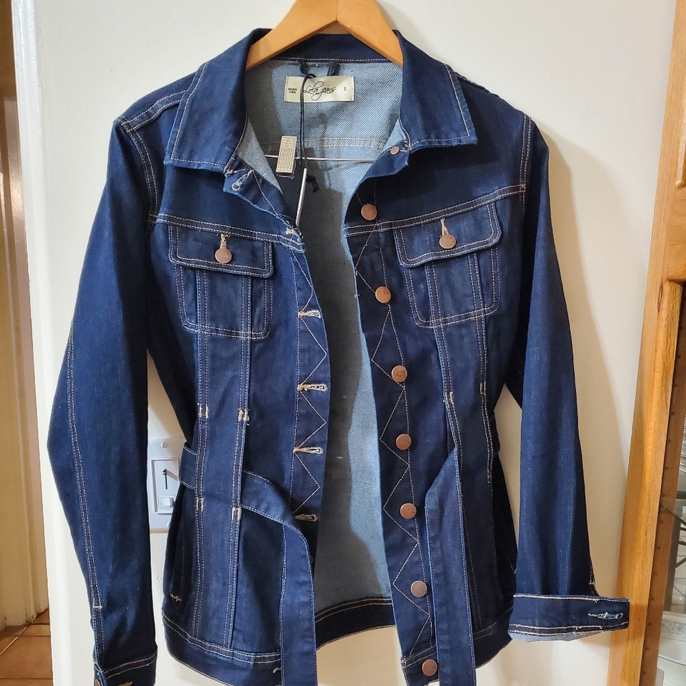 New LoLa Jeans Montreal  waist length denim jacket with belt size S